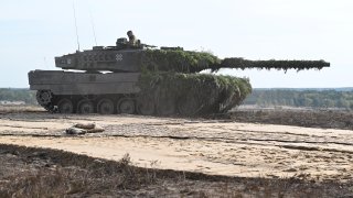 FILE - A Leopard 2 main battle tank of the Bundeswehr