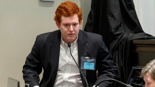 Buster Murdaugh, the son of Alex Murdaugh, testifies during his father's trial at the Colleton County Courthouse in Walterboro, S.C., on Feb. 21, 2023.