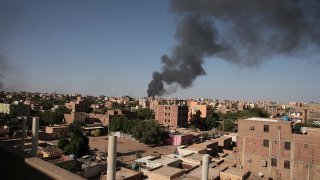 Smoke is seen in Khartoum, Sudan, April 19, 2023.