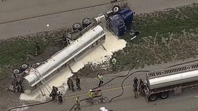 Crews Working to Remove Overturned Tanker on I-595