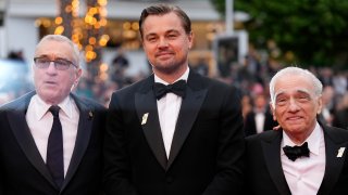 Robert De Niro, from left, Leonardo DiCaprio and director Martin Scorsese