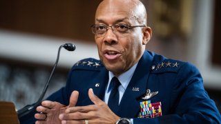 Air Force Chief of Staff Gen. Charles Q. Brown, Jr. testifies during a Senate Armed Services Committee hearing on Tuesday, May 2, 2023.
