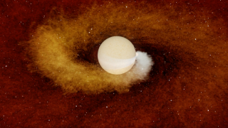 Animation of gas giant meeting its demise as it spirals into parent star
