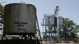 Ammonium nitrate silos at the Dyno Nobel depot in the Hunter Valley, 20 November 2005.