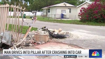 Man Says Driver Crashed Into Pillar After Miami-Dade Hit-And-Run