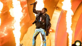 FILE - Travis Scott performs at the Astroworld Music Festival in Houston, Nov. 5, 2021.