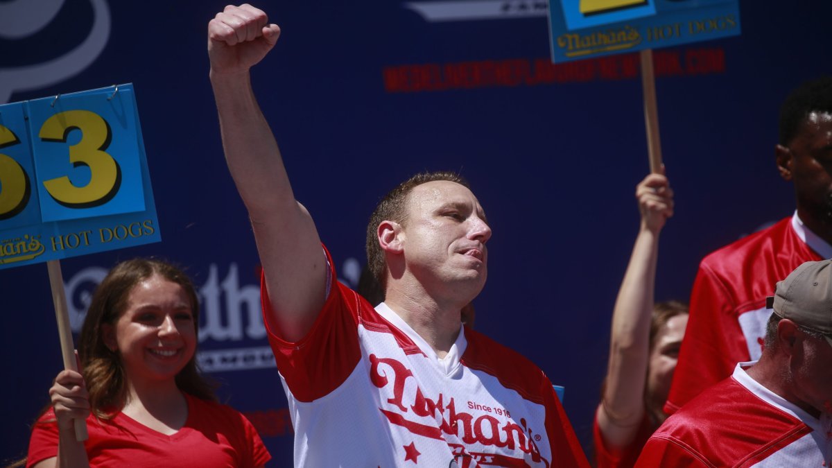 ‘What a roller coaster’: Joey Chestnut wins history 16th Nathan’s scorching pet dog having contest