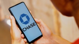 the Chase Bank logo is displayed on a smartphone screen