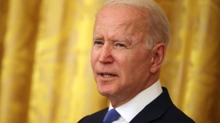 FILE - President Joe Biden delivers remarks during an event commemorating LGBTQ+ Pride Month in the East Room of the White House on June 25, 2021 in Washington, DC.