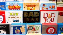 A display of Fathers Day cards.