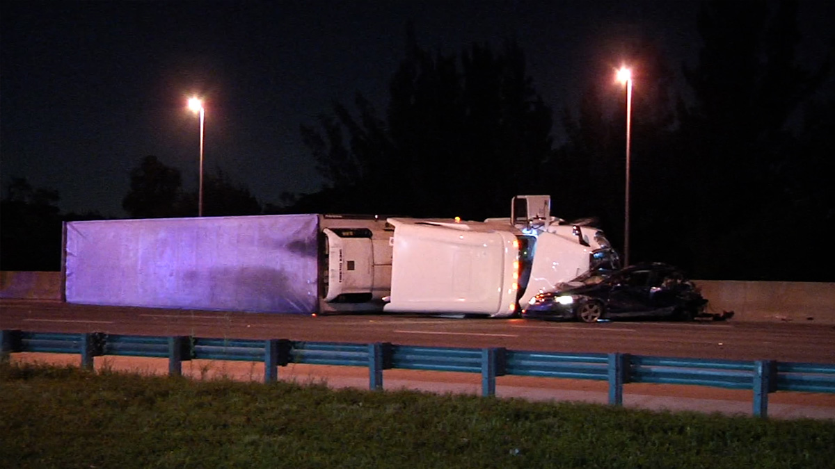 Fatal Crash On Florida Turnpike Involving Overturned Semi Leaves One Person Dead Nbc 6 South