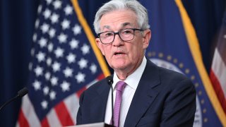 Federal Reserve Board Chairman Jerome Powell speaks during a news conference following the Federal Open Market Committee meeting, at the Federal Reserve in Washington, DC, on June 14, 2023.