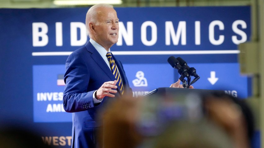 President Joe Biden speaks during a stop at a solar manufacturing company that’s part of his “Bidenomics” rollout on Thursday, July 6, 2023, in West Columbia, S.C. (AP Photo/Meg Kinnard)