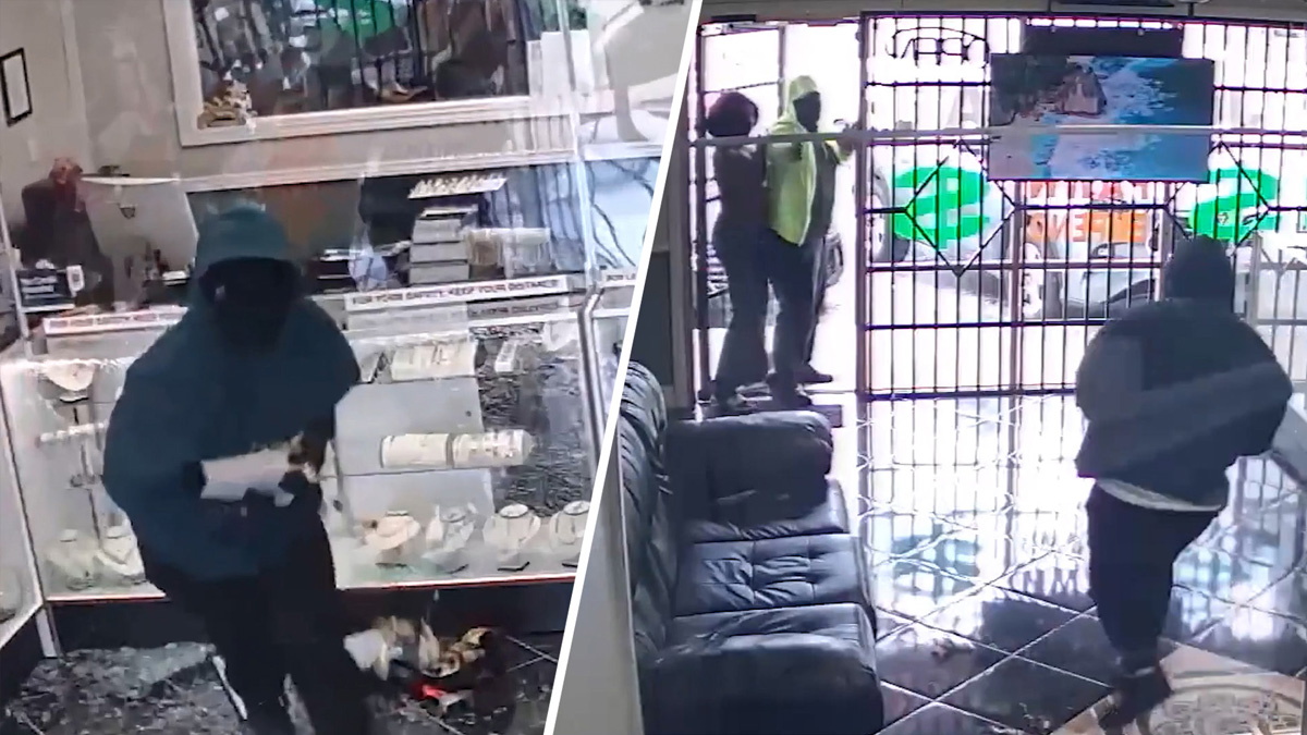 Video shows moment armed robbers smash glass case at Tampa jewelry store