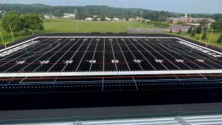 SUNY Morrisville installed black turf at Drake Field.