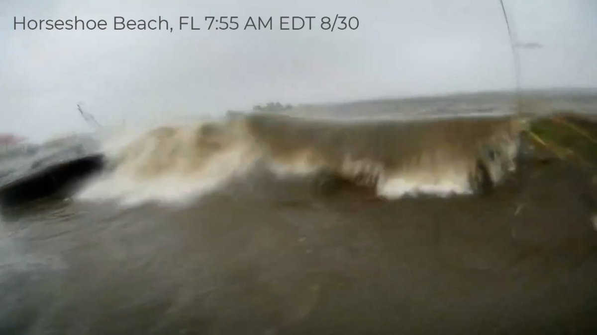 Hurricane Idalia Debris seen floating around in heavy storm surge at
