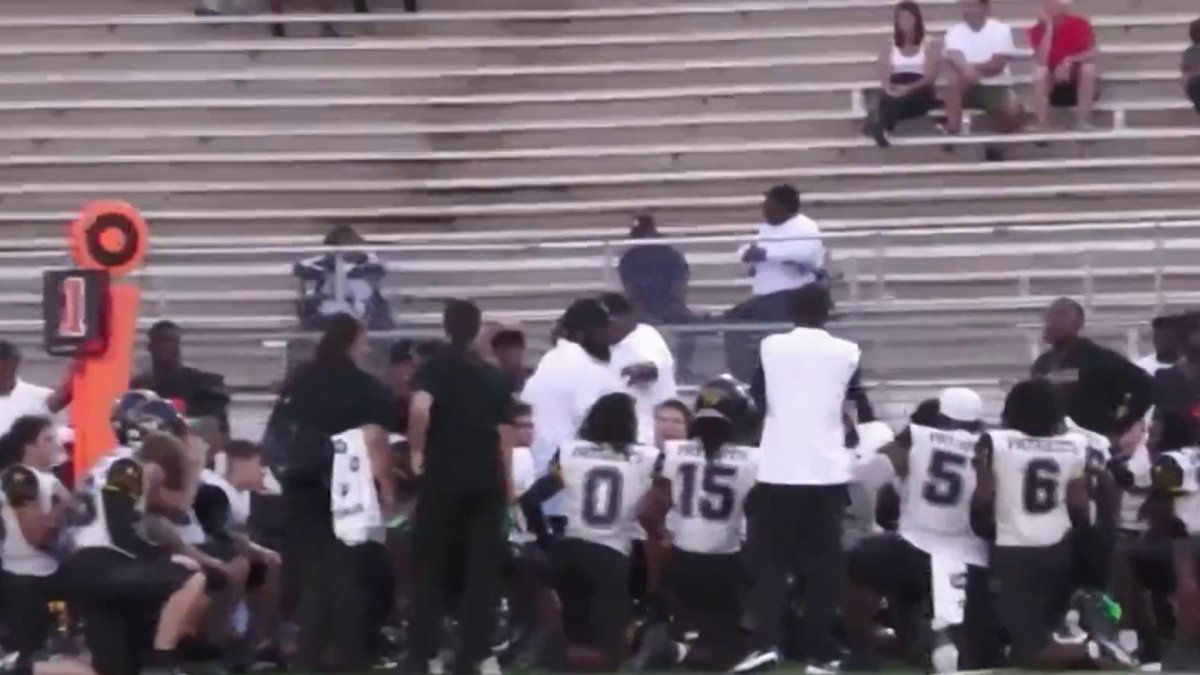 High school football player reunites with team after collapse