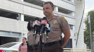 Miami-Dade Police Director Alfredo ‘Freddy’ Ramirez on Monday, Dec. 5, 2022, addresses reporters outside Jackson Memorial Hospital, where a detective was being treated for injuries suffered in a shooting in Northwest Miami-Dade. (Omar Rodriguez Ortiz/Miami Herald/Tribune News Service via Getty Images)