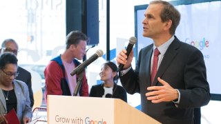 Kent Walker speaks at a “Grow with Google” launch event in Cleveland.