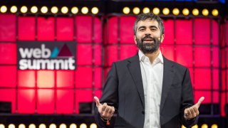 Herman Narula, co-founder and CEO at Improbable, speaks during a session at the Web Summit in Lisbon.