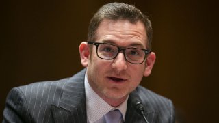 Gabriel Weinberg, founder and chief executive officer of DuckDuckGo Inc., speaks during a Senate Judiciary Committee hearing in Washington, D.C., on Tuesday, March 12, 2019.