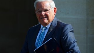 U.S. Sen. Robert Menendez before a meeting with the president of the Republic of Cyprus, Nikos Christodoulides, at the Presidential Palace in Nicosia, Cyprus, Aug. 24, 2023.