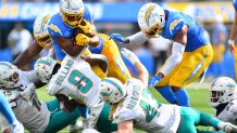 Linebacker Jaelan Phillips secures Miami Dolphins' win vs. Los Angeles  Chargers with fourth-down sack on quarterback Justin Herbert