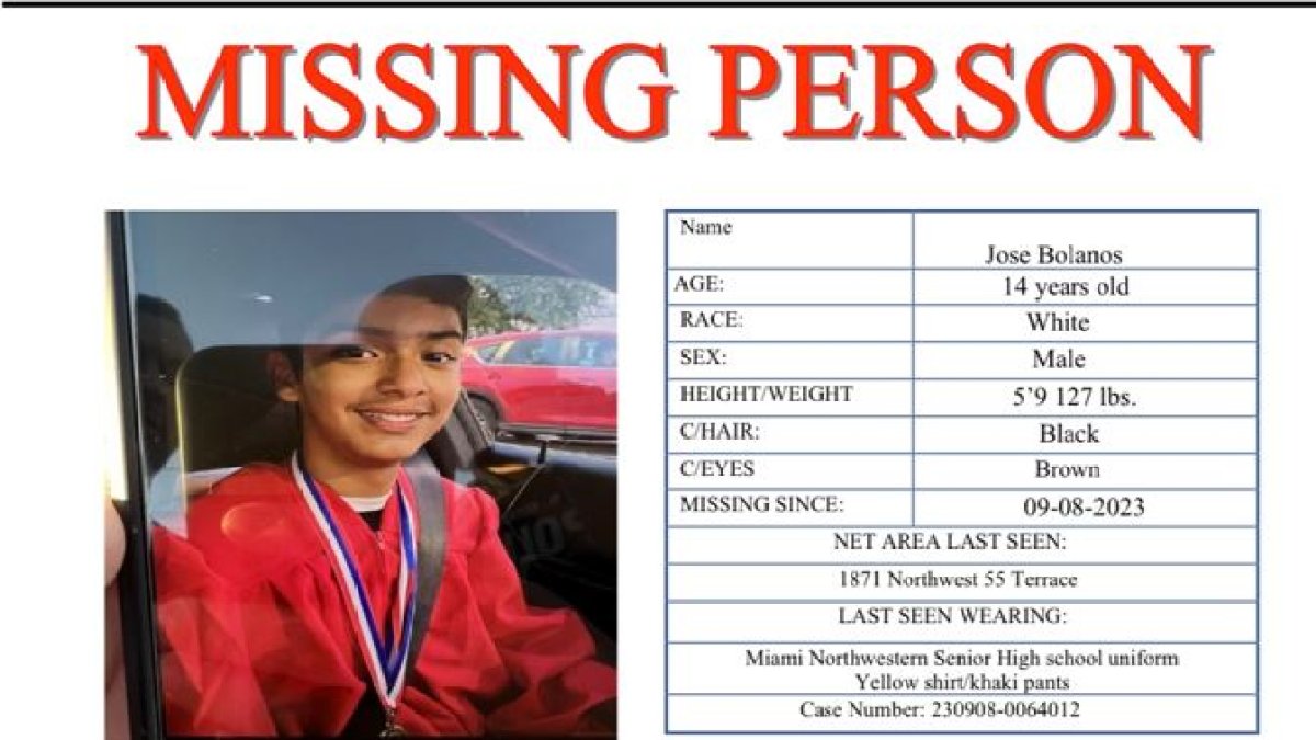 Jose Bolaños: Boy with autism, 14, missing from Model City – NBC 6 South Florida - Vimarsana News