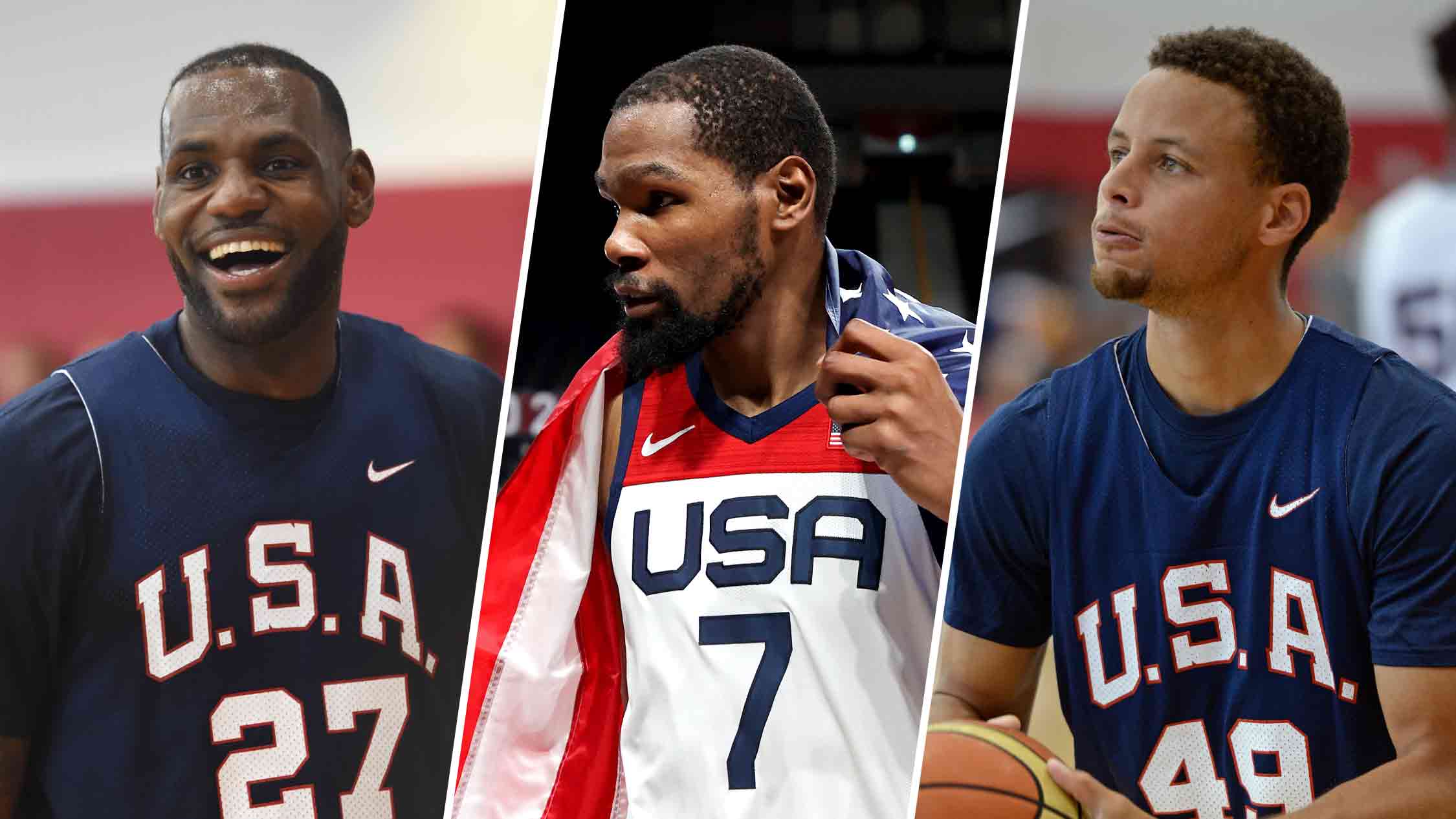 Construire La Meilleure Quipe De USA Basketball Pour Les Jeux   Web 230913 Lebron Durant Curry Team Usa 