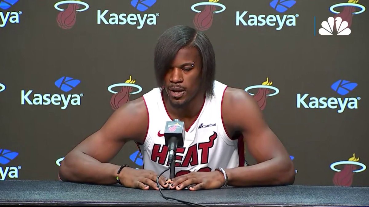 Miami Heat Media Day 2023: Jimmy Butler debuts ’emo’ hair style ahead ...