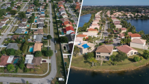 Aerials of neighborhoods in Pembroke Pines (left) and Miramar
