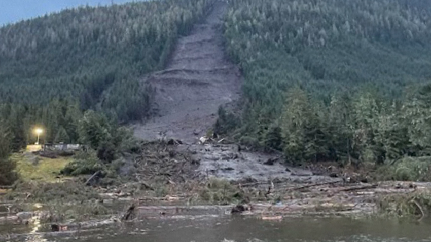 Aerial image of landslide in Alaska