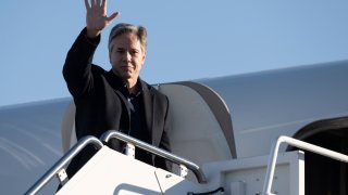 US Secretary of State Antony Blinken boards his aircraft prior to departure, Monday, Nov. 27, 2023,