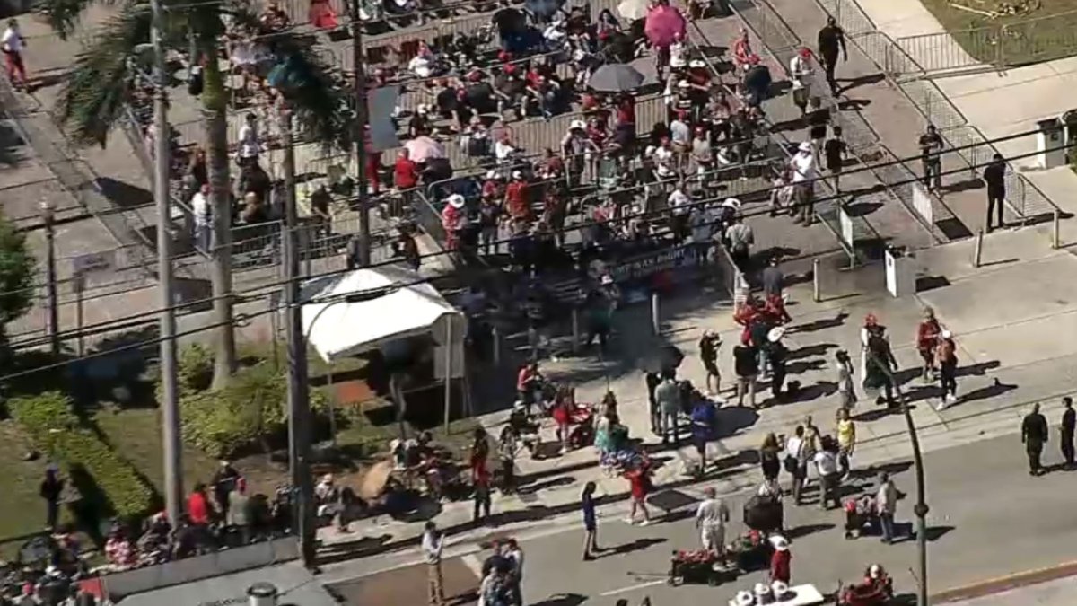 Video shows dozens of supporters line up hours ahead of Donald Trump’s