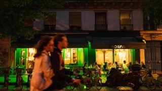 A restaurant in Paris in July, 2022.