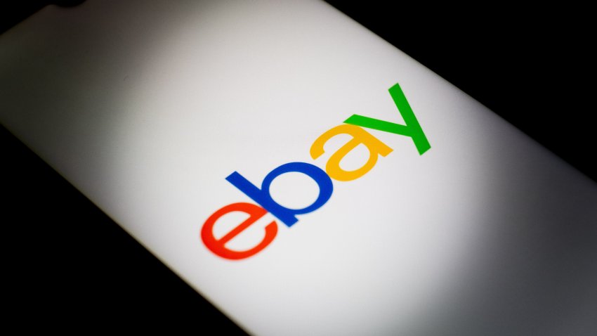 The eBay logo is being displayed on a smartphone screen in Athens, Greece, on January 2, 2024. (Photo by Nikolas Kokovlis/NurPhoto via Getty Images)