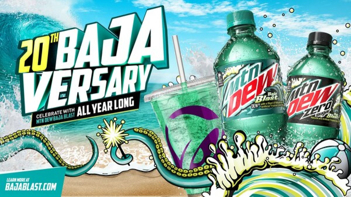 Mountain Dew Baja Blast hits merchants nationwide all year as Taco Bell fan-favourite drink turns 20