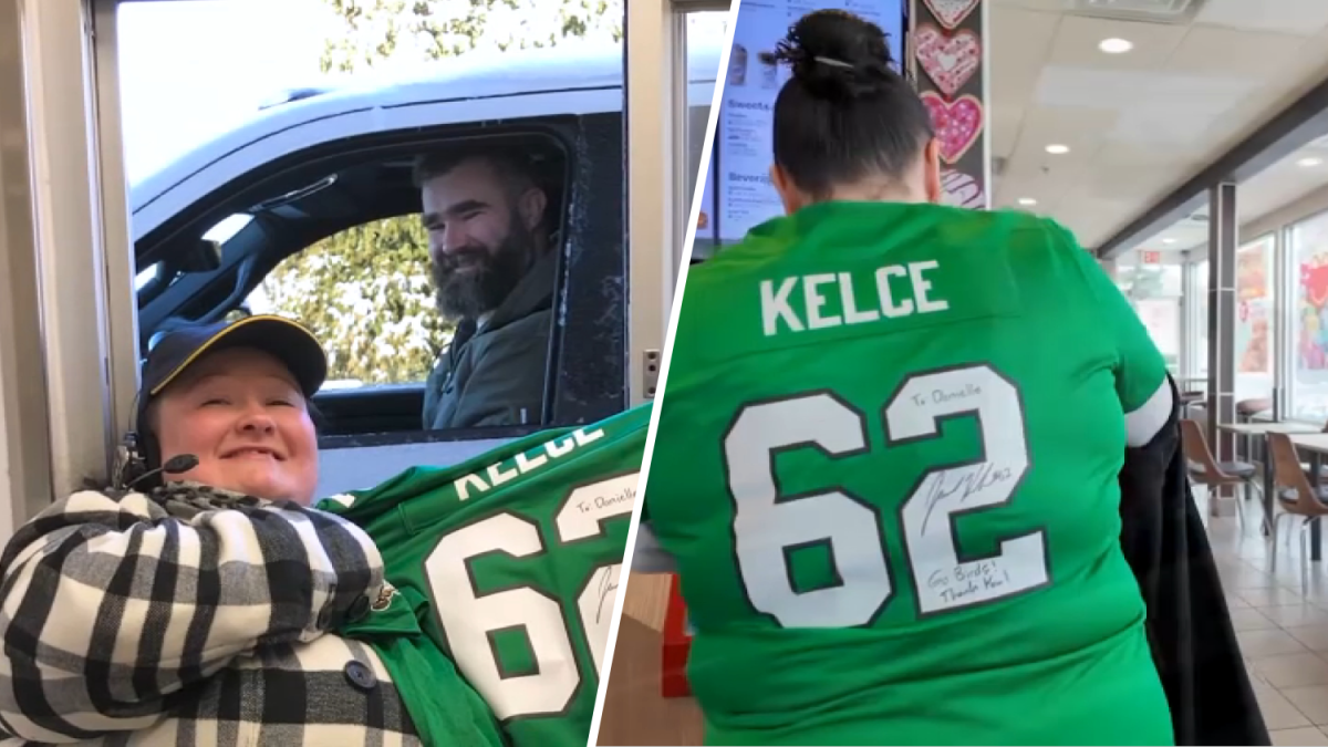 Eagles’ Jason Kelce presents favourite McDonald&#039s employee signed jersey: ‘I started out freaking out’