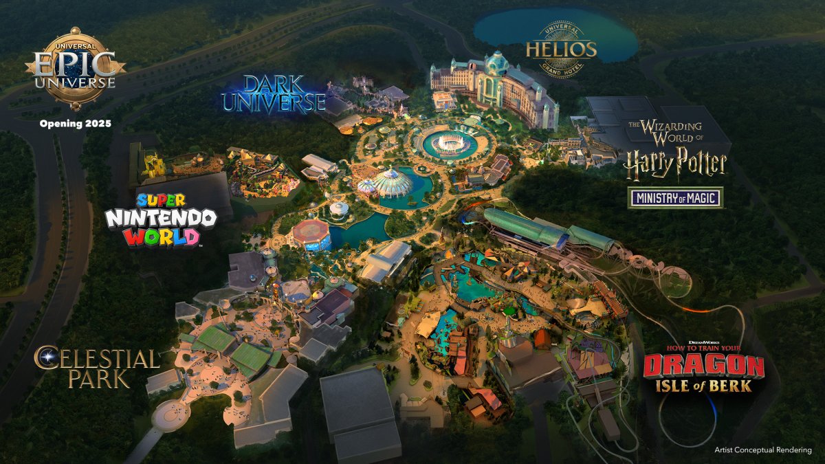 See the very first glimpse at Universal&#039s new Epic Universe topic park featuring Nintendo and Harry Potter