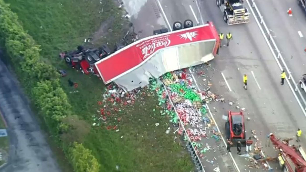 1 Hospitalized After Rollover Crash Involving Coca Cola Truck On I 95 1-hospitalized-after-rollover-crash-involving-coca-cola-truck-on-i-95