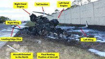 A photo from a preliminary NTSB report shows the wreckage of the Feb. 9, 2024 jet crash near Naples.