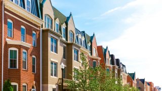 A row of townhouses in Alexandria, Virginia.