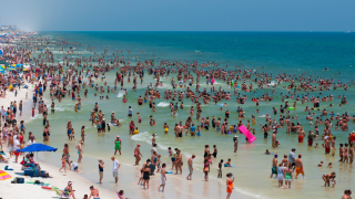 Florida Beach with Tourists