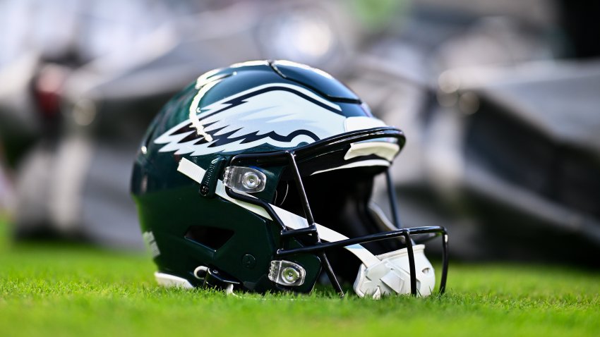 PHILADELPHIA, PA – SEPTEMBER 14: A view of a Philadelphia Eagles helmet before the game between the Minnesota Vikings and Philadelphia Eagles on September 14, 2023 at Lincoln Financial Field in Philadelphia, PA. (Photo by Kyle Ross/Icon Sportswire via Getty Images)