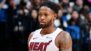 ORLANDO, FL – JANUARY 21: Haywood Highsmith #24 of the Miami Heat looks on during the game against the Orlando Magic on January 21, 2024 at Amway Center in Orlando, Florida. NOTE TO USER: User expressly acknowledges and agrees that, by downloading and or using this photograph, User is consenting to the terms and conditions of the Getty Images License Agreement. Mandatory Copyright Notice: Copyright 2024 NBAE (Photo by Fernando Medina/NBAE via Getty Images)