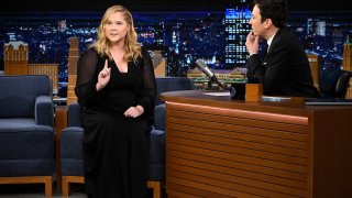 Amy Schumer during an interview with host Jimmy Fallon