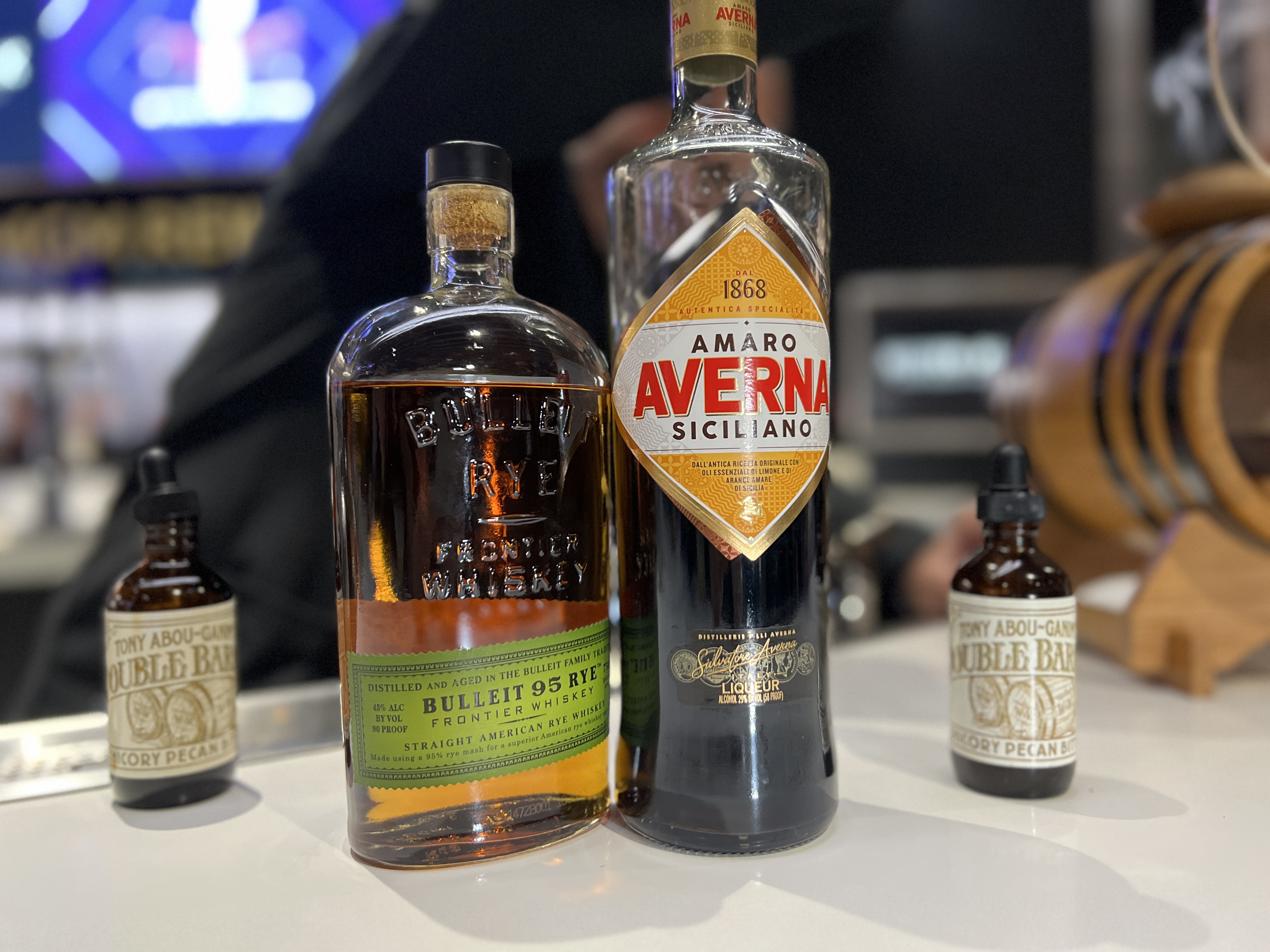 The ingredients for the smoked bourbon whiskey drink at Super Bowl 58.