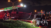Scene of a rollover crash involving a Coca-Cola tractor-trailer on I-95 in Miami-Dade on Feb. 15, 2024.
