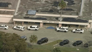 Police respond to Margate Middle School after a possible weapon was found on campus on Monday, March 4, 2024.