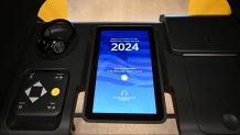 An electronic Voting Solutions for All People (VSAP) ballot marking machine at a polling location during the "Super Tuesday" presidential primary in Hawthorne, California, on March 5, 2024. 